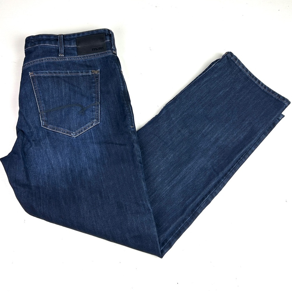 Mavi Jeans Mens 38x32 Matt Relaxed Straight Leg Mid Rise Stretch Dark Wash Denim